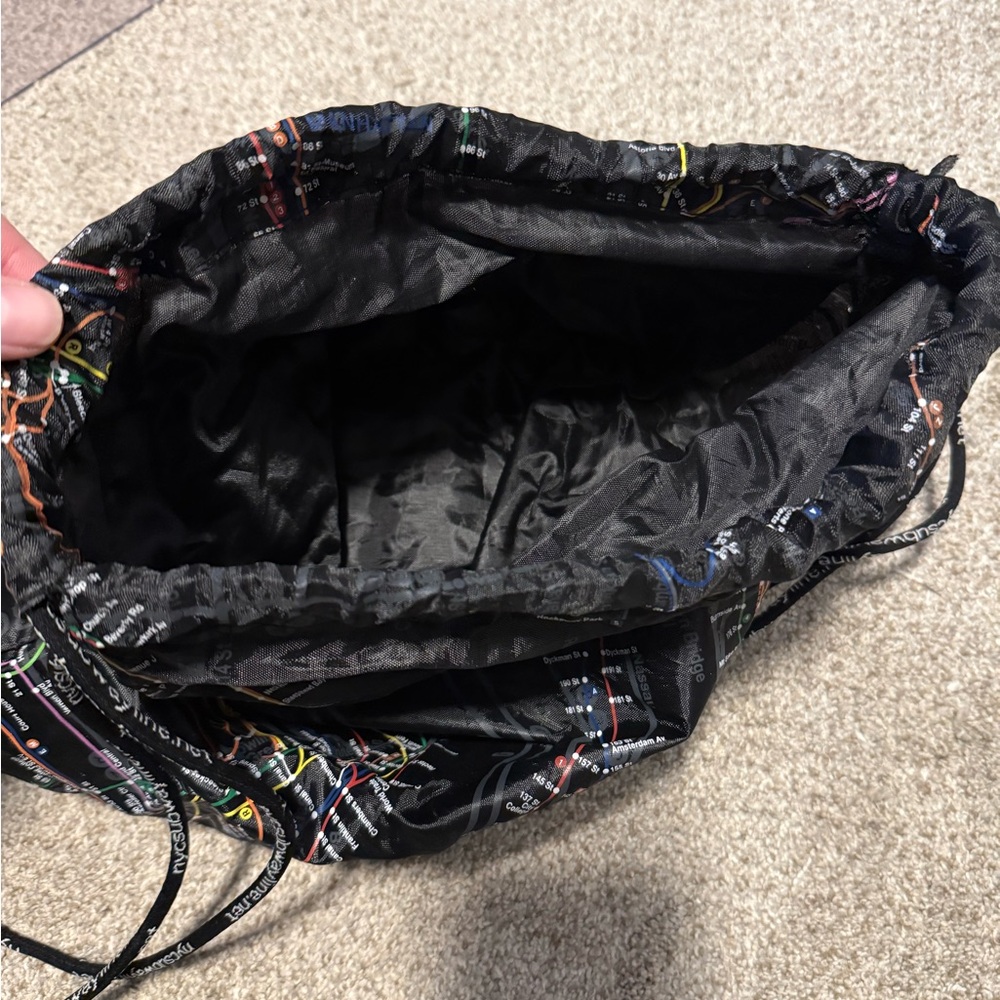 NYC Black Subway Map Drawstring Backpack - image 4